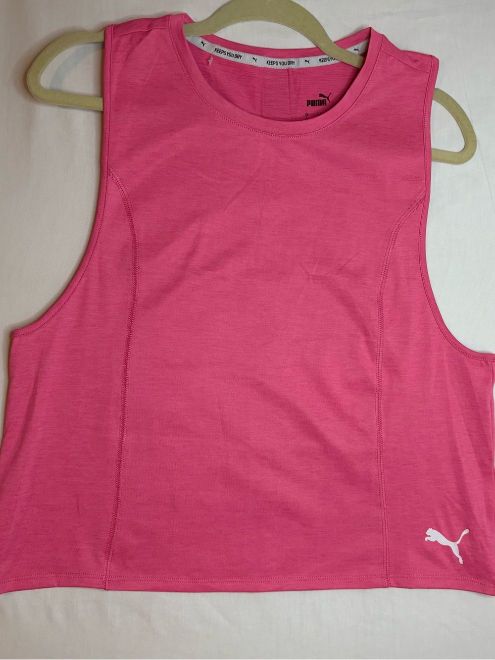 Puma Athleisure Racerback Tank Logo Tape Back Barbiecore L